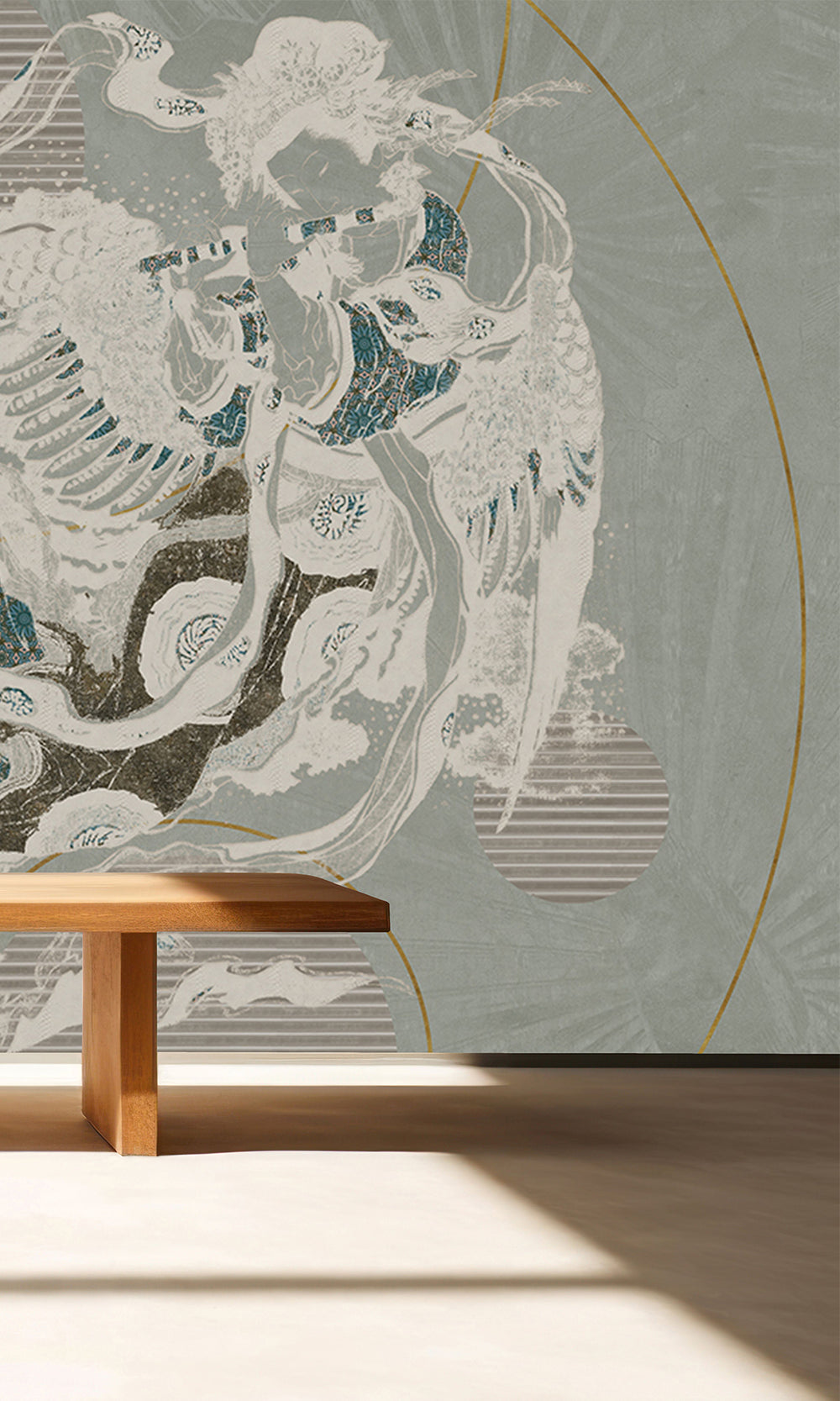 Battleship Grey Abstract Geometric Mural Wallpaper M2587 - Sample