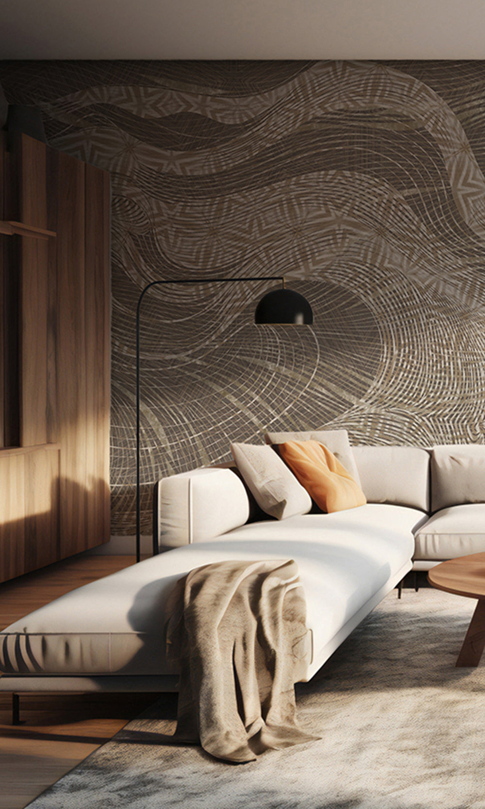 Light Brown Abstract Tree Dendrography Mural Wallpaper M2588 - Sample