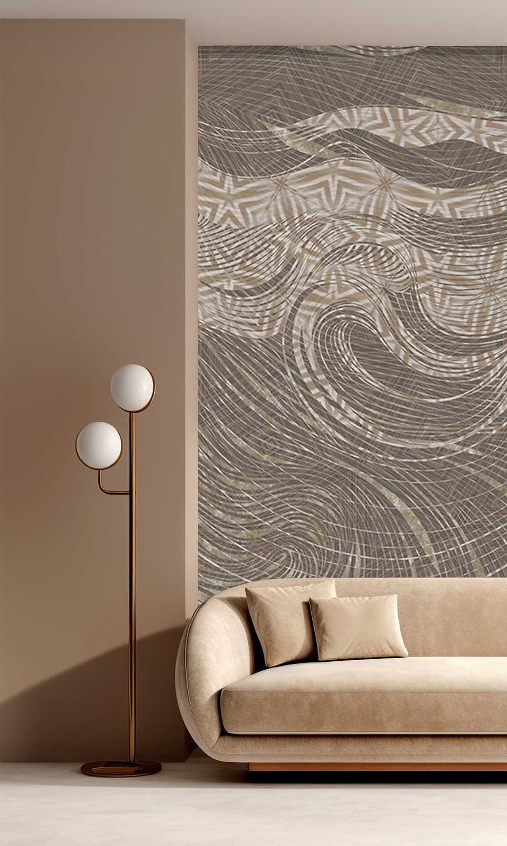 Light Brown Abstract Tree Dendrography Mural Wallpaper M2588 - Sample