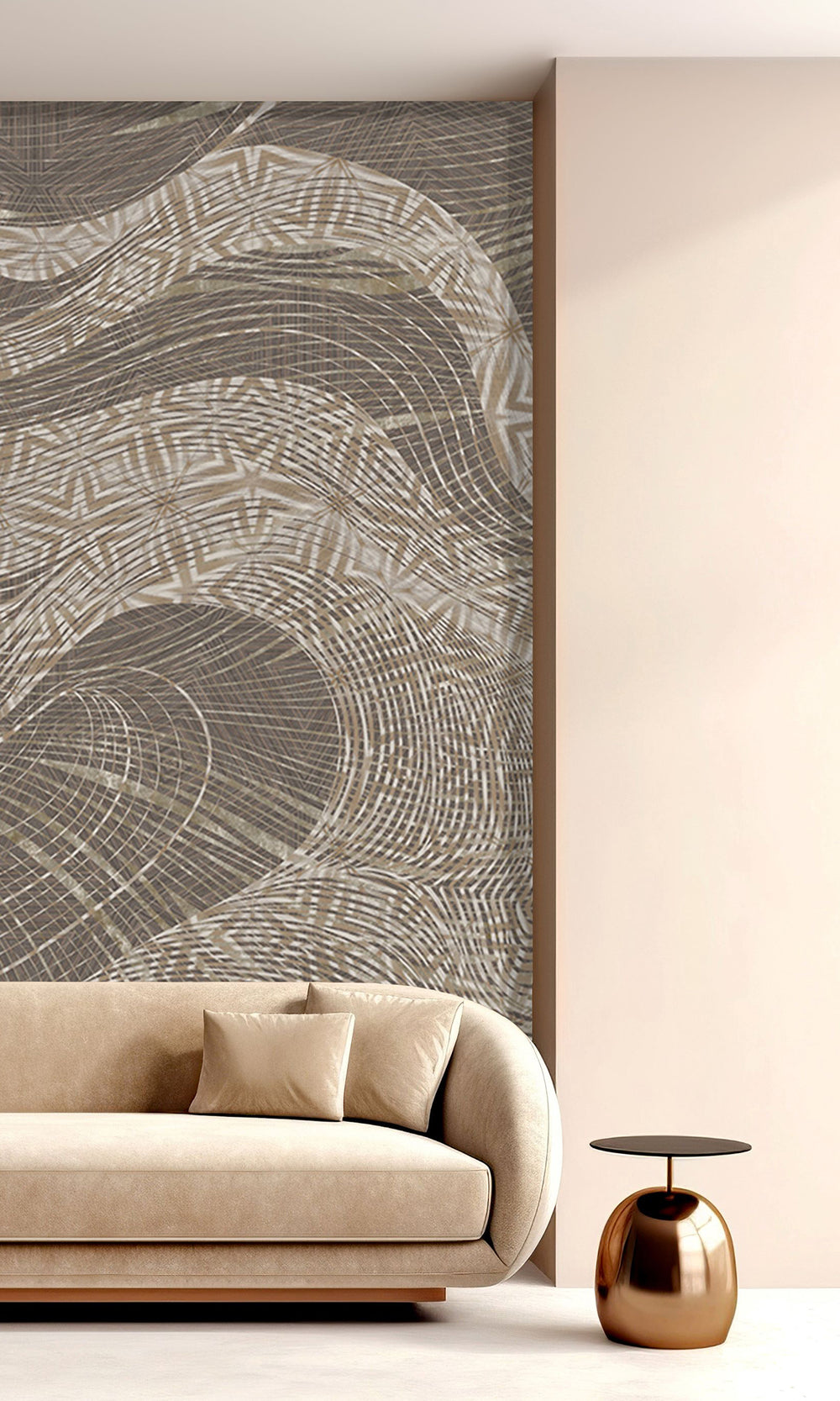 Light Brown Abstract Tree Dendrography Mural Wallpaper M2588 - Sample