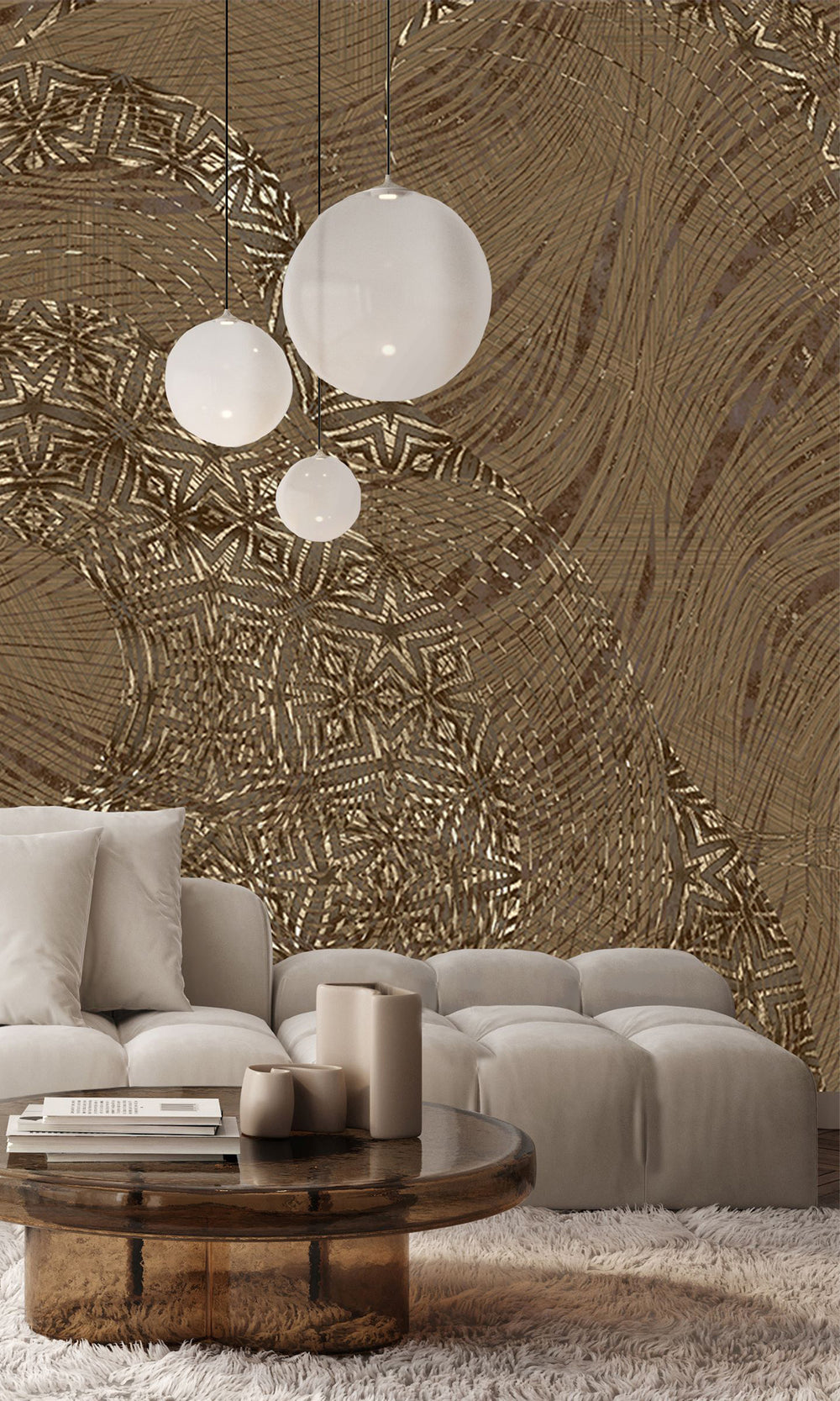 Light Chocolate Abstract Tree Dendrography Mural Wallpaper M2589