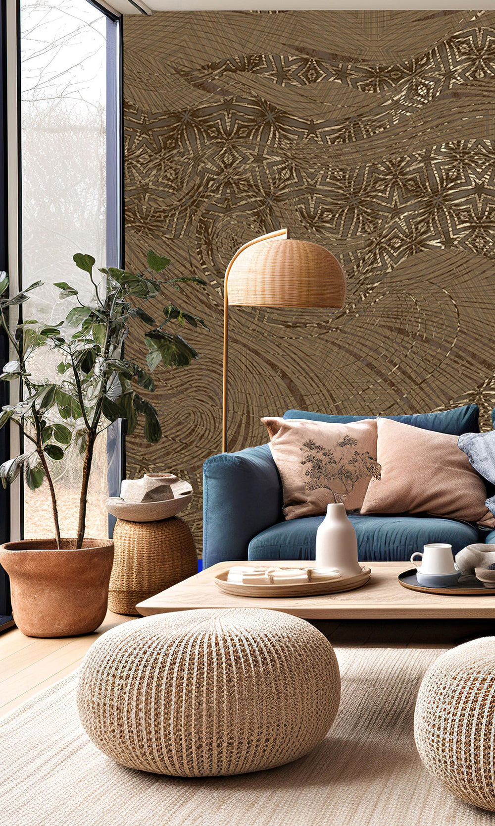 Light Chocolate Abstract Tree Dendrography Mural Wallpaper M2589