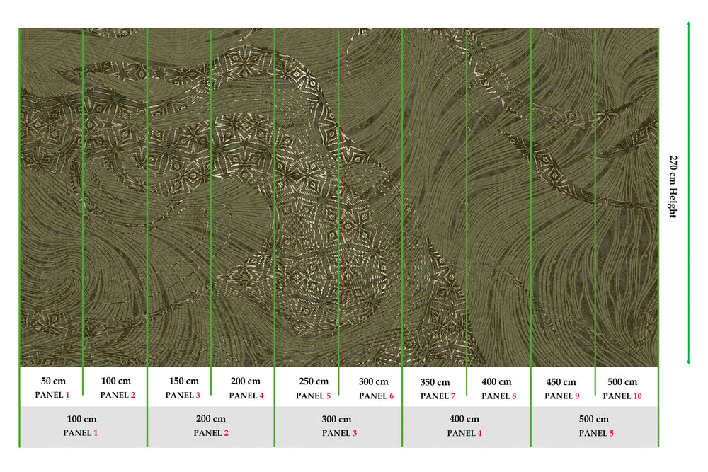 Moss Green Abstract Tree Dendrography Mural Wallpaper M2590 - Sample