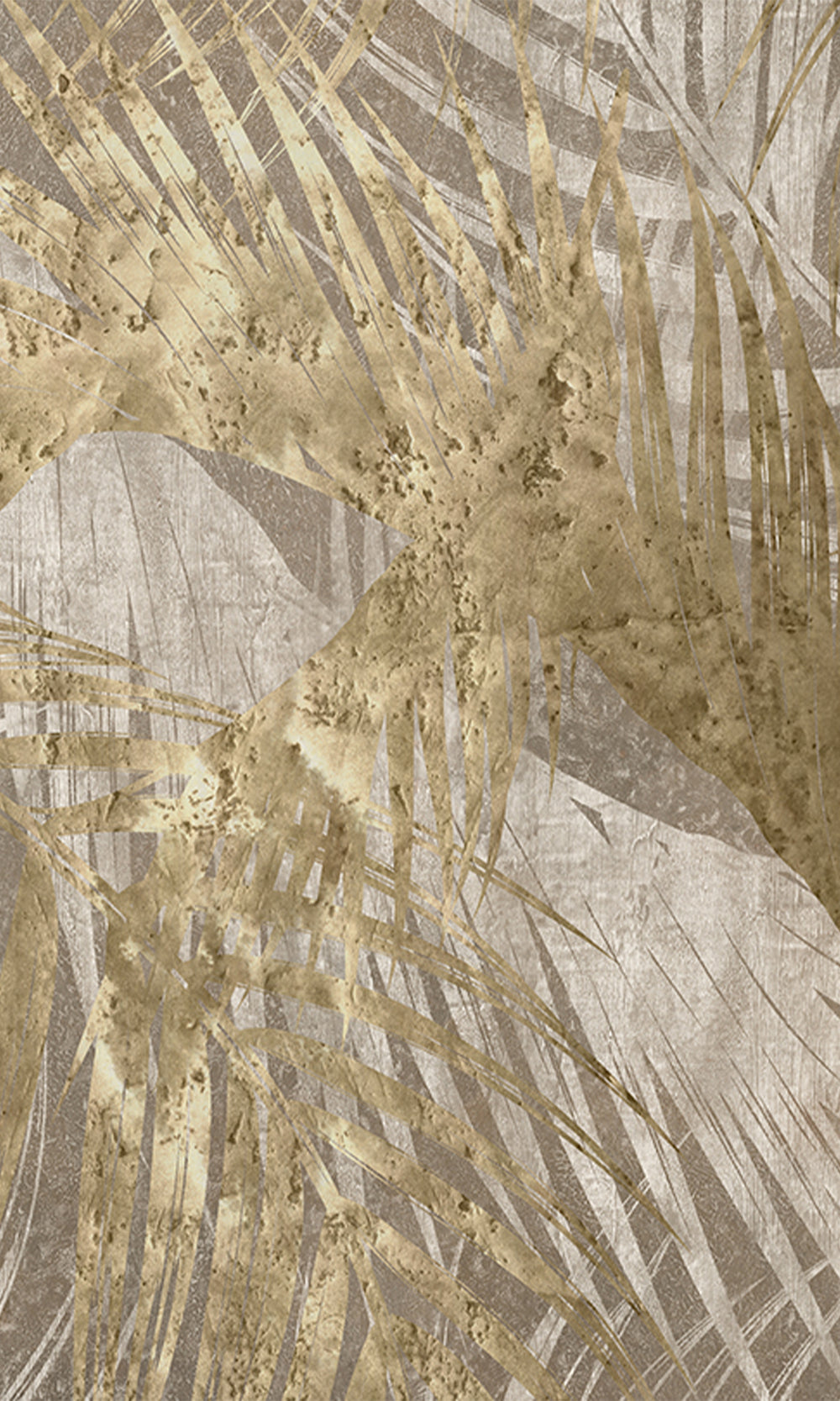 Khaki Gold Palm Leaves Tapestry Wall Mural M2595