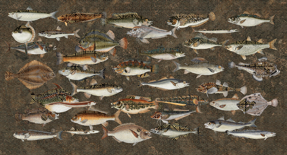 Charcoal Underwater Bounty Mural Wallpaper M2597 - Sample