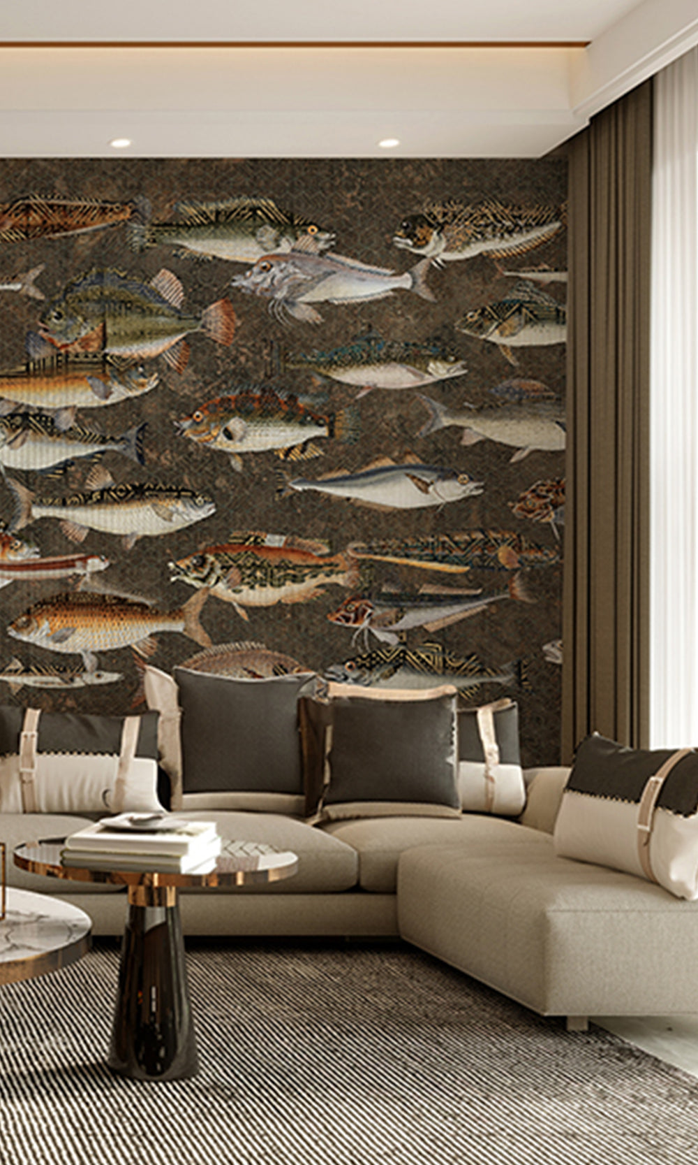 Charcoal Underwater Bounty Mural Wallpaper M2597 - Sample