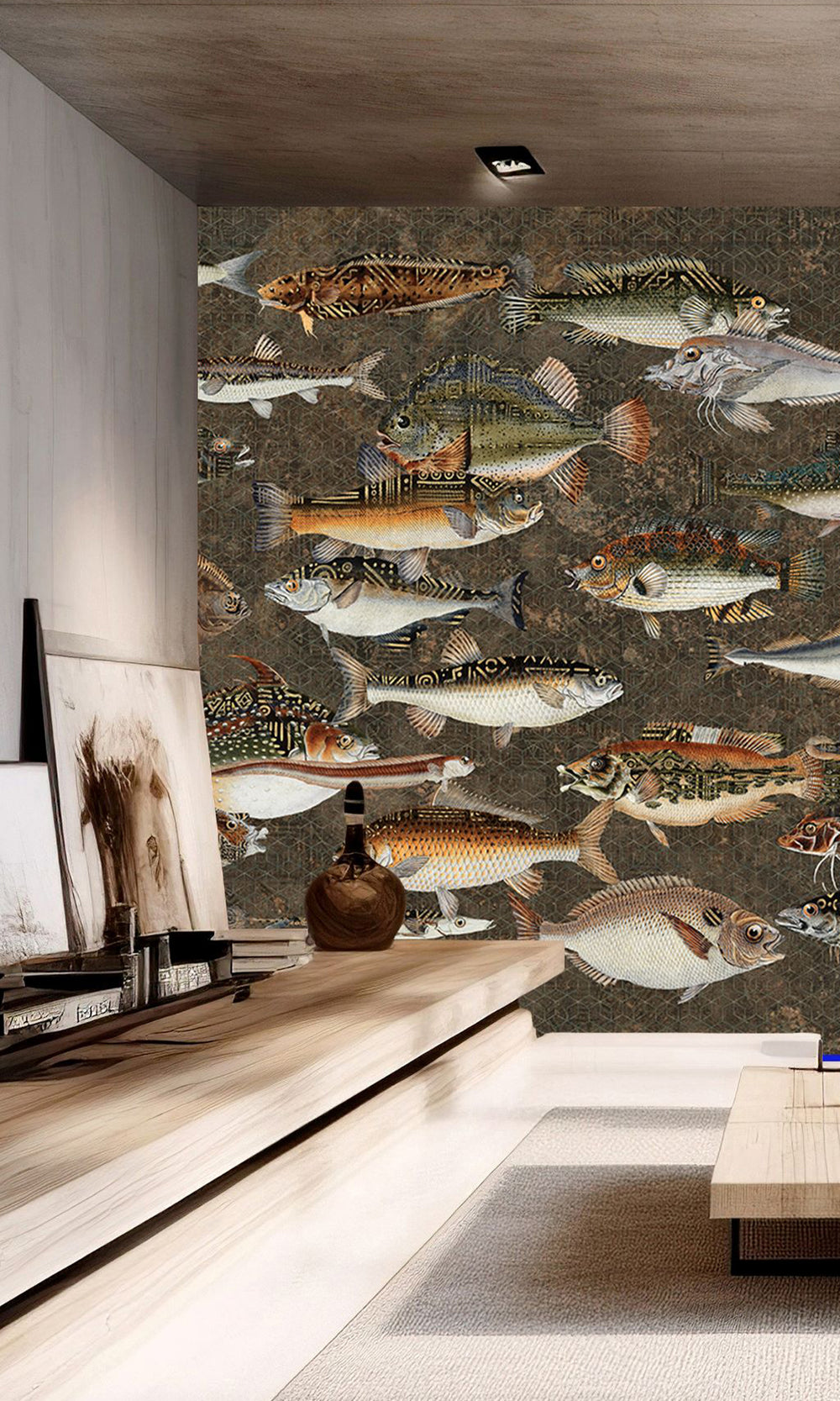 Charcoal Underwater Bounty Mural Wallpaper M2597 - Sample