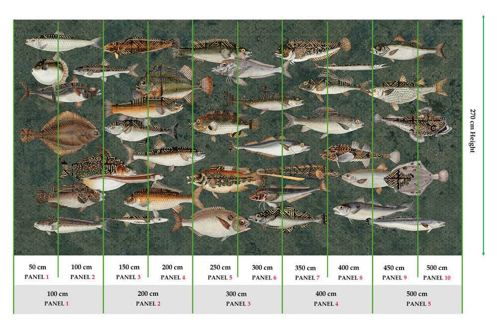 Dark Green Underwater Bounty Mural Wallpaper M2598 - Sample