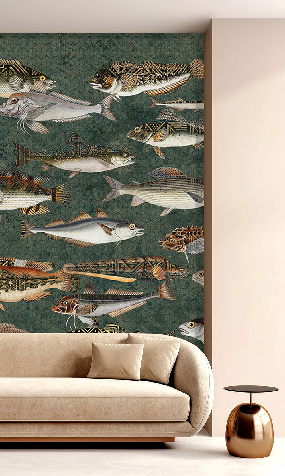 Dark Green Underwater Bounty Mural Wallpaper M2598 - Sample