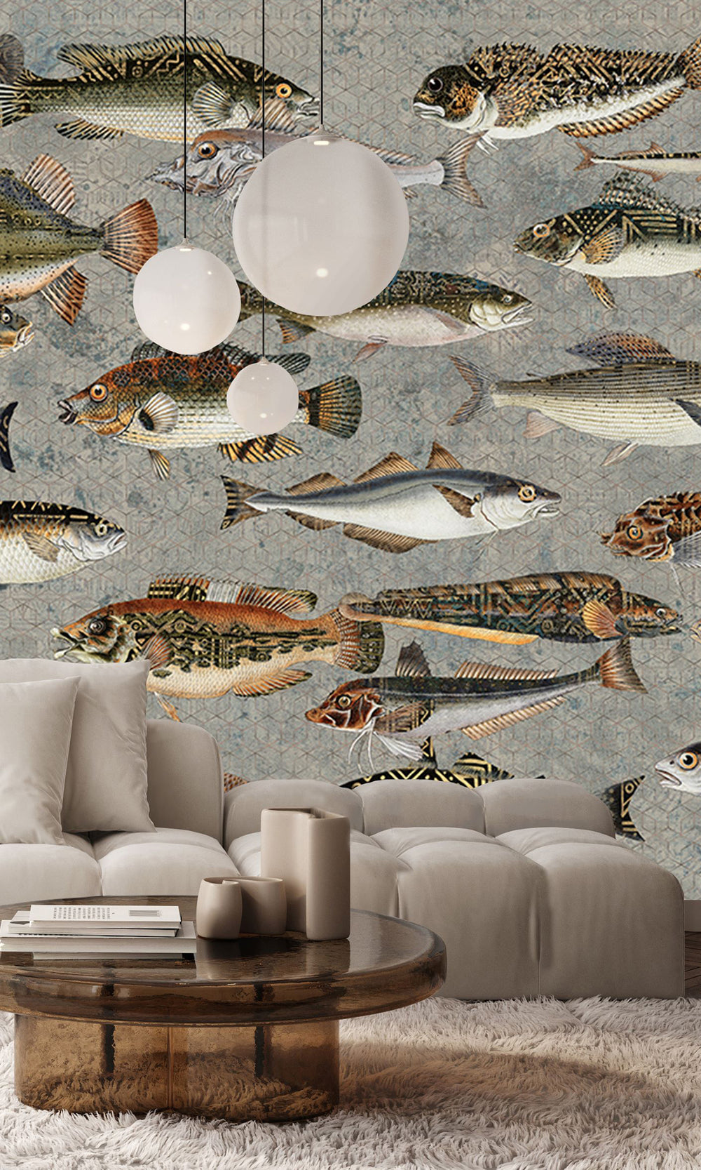 Light Grey Underwater Bounty Mural Wallpaper M2599 - Sample
