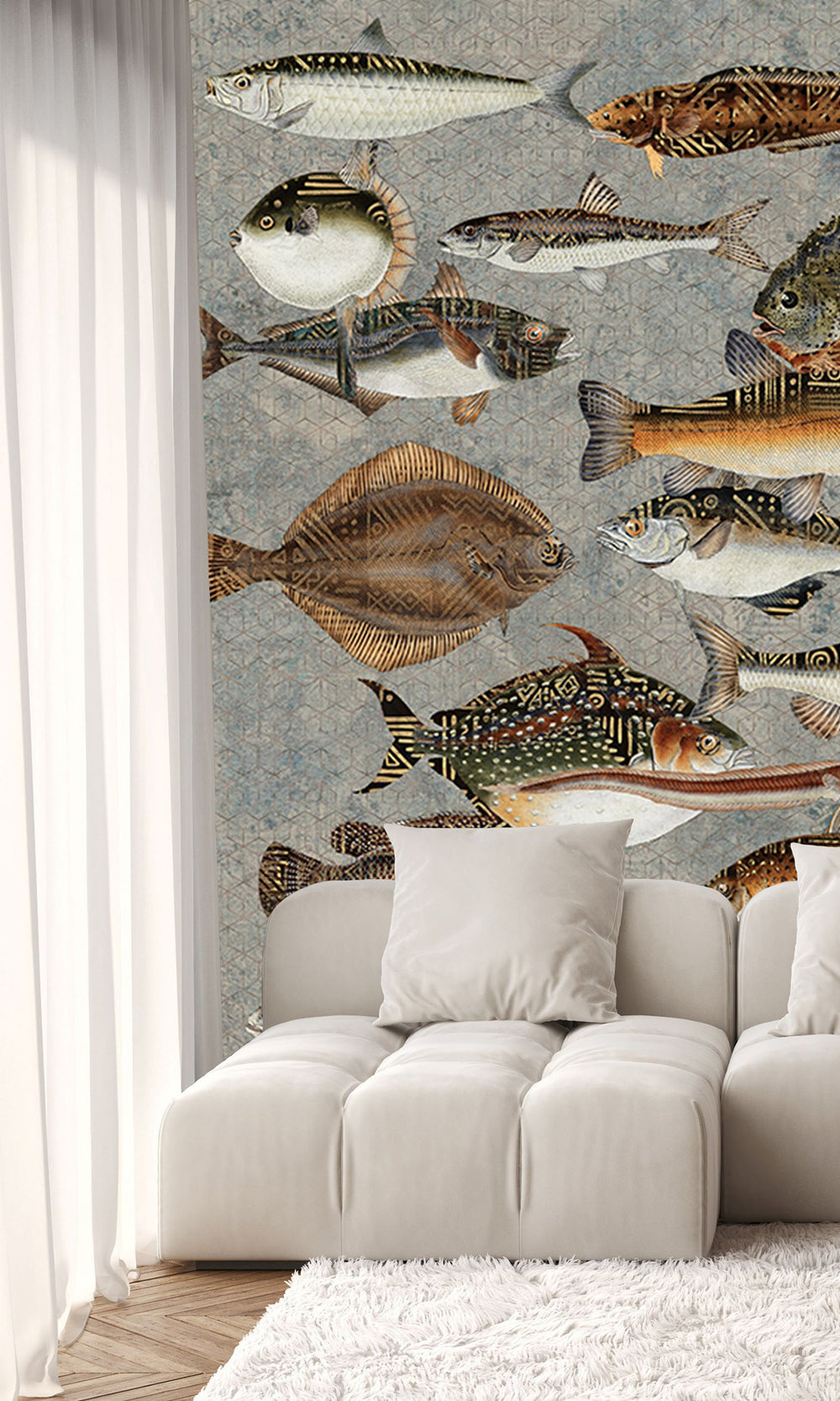 Light Grey Underwater Bounty Mural Wallpaper M2599 - Sample