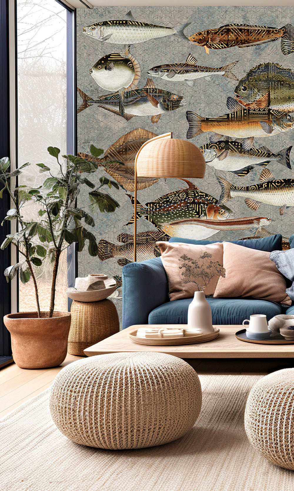 Light Grey Underwater Bounty Mural Wallpaper M2599 - Sample