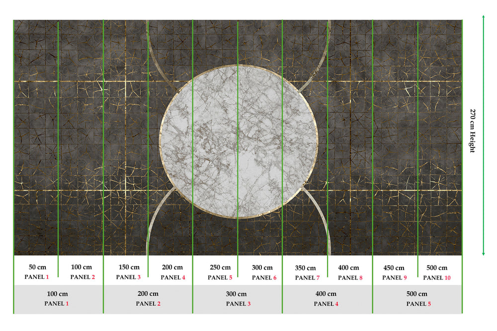 Charcoal Marbled Celestial Abstract Wall Mural M2600