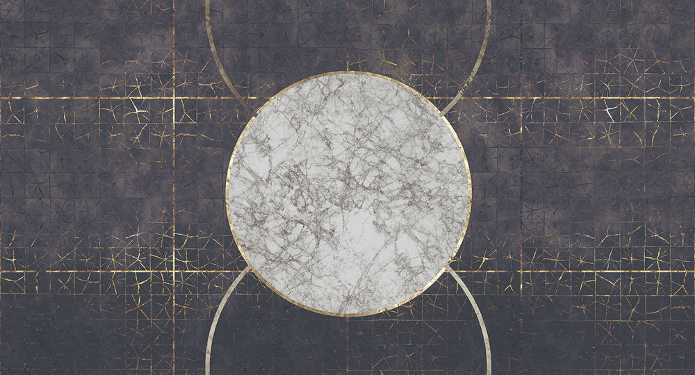 Navy Blue Marbled Celestial Abstract Wall Mural M2602
