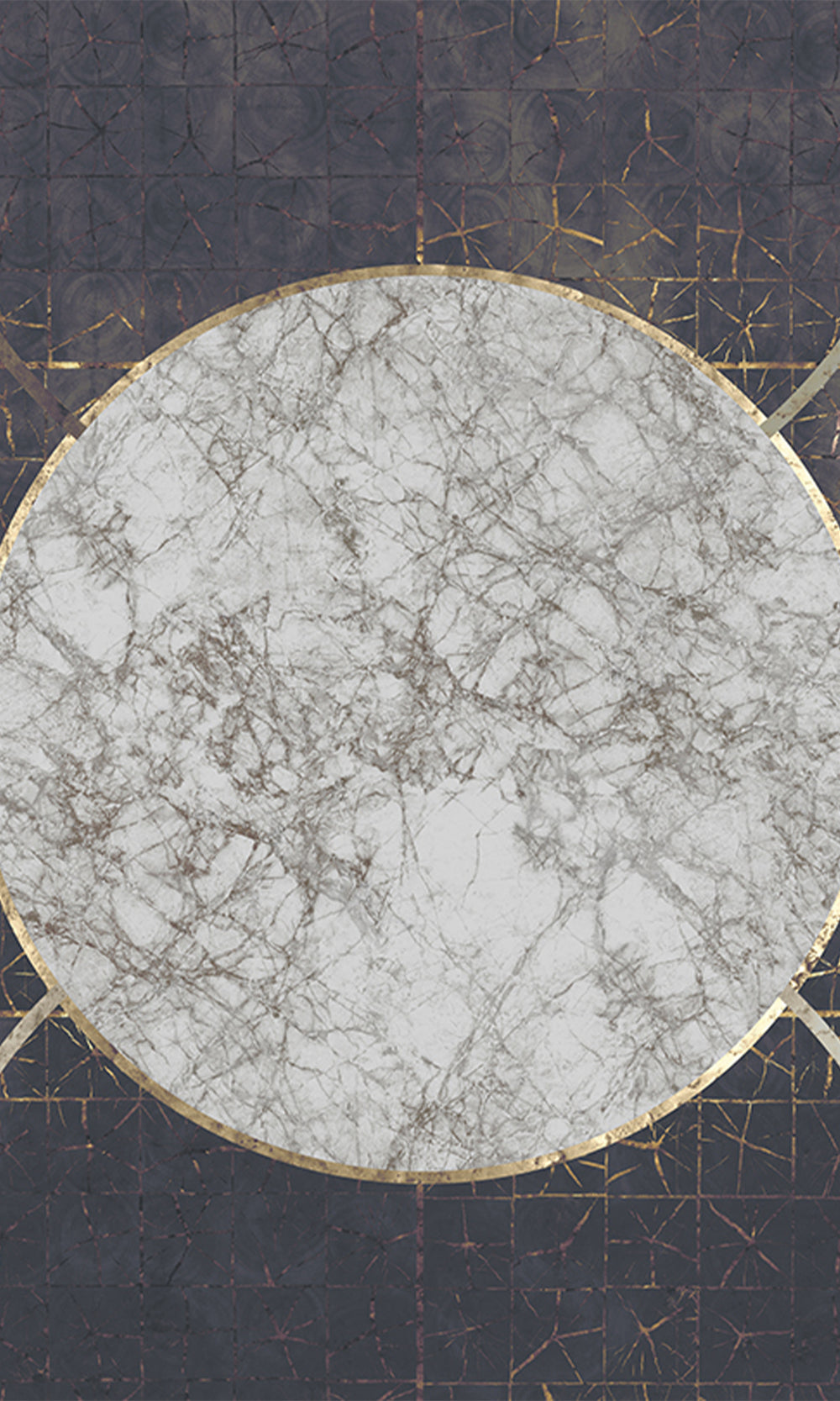 Navy Blue Marbled Celestial Abstract Wall Mural M2602