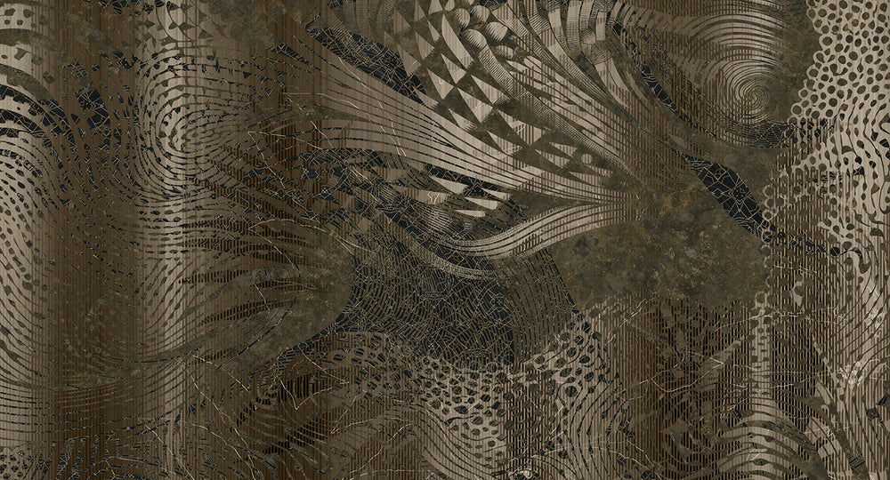 Charcoal Flowing Abstract Mosaic Mural Wallpaper M2603 - Sample