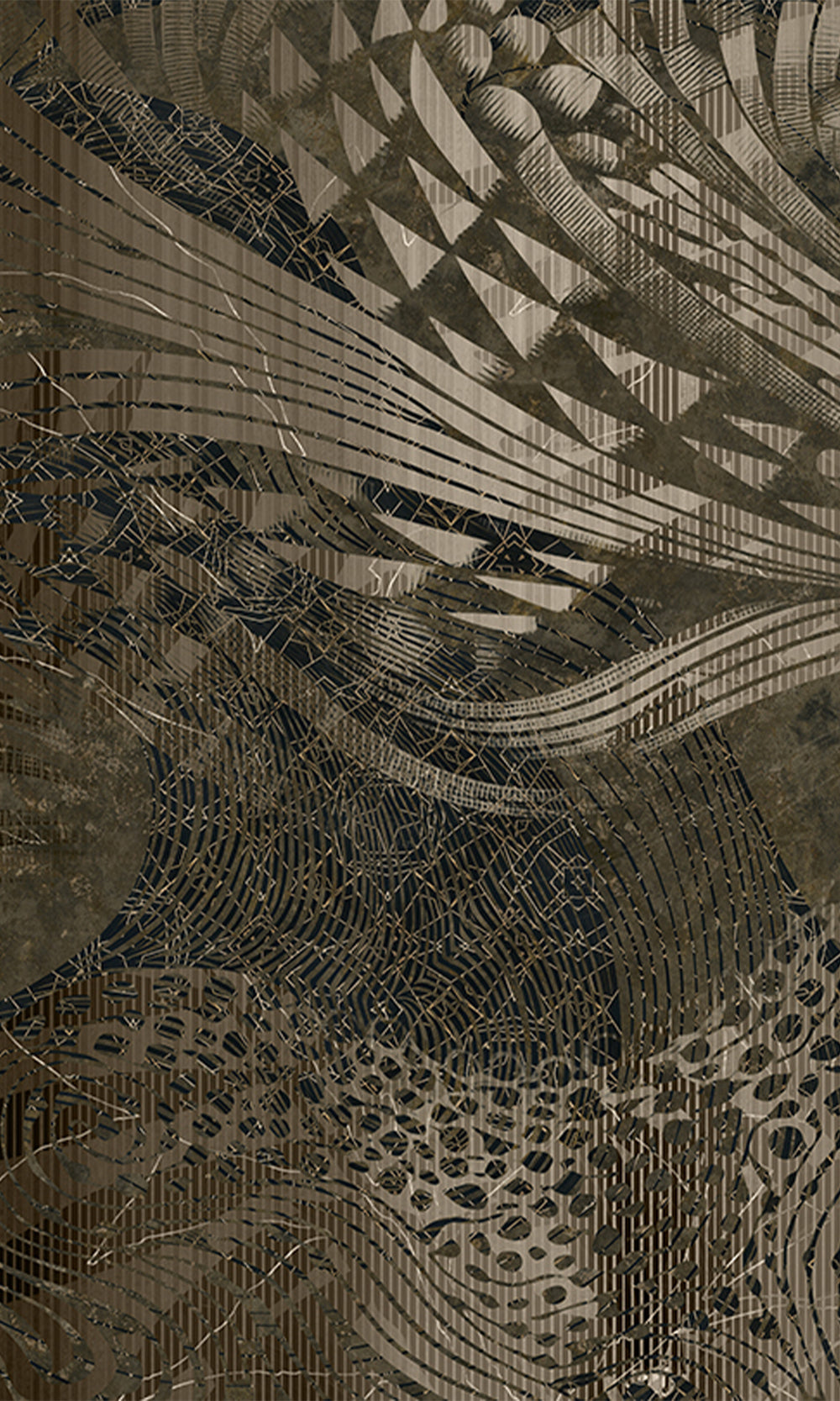 Charcoal Flowing Abstract Mosaic Mural Wallpaper M2603 - Sample