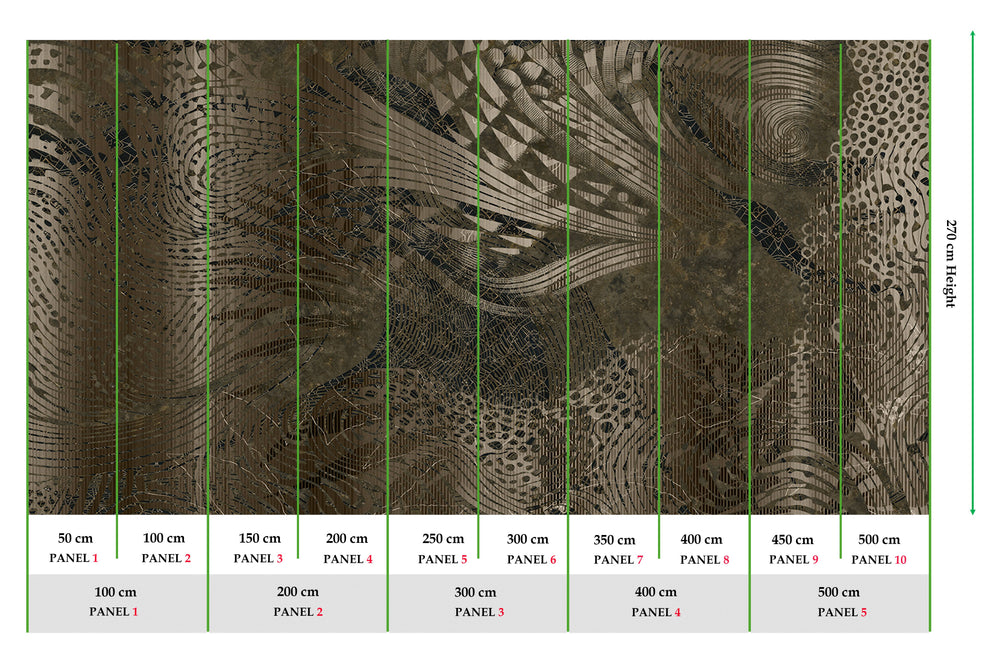 Charcoal Flowing Abstract Mosaic Mural Wallpaper M2603 - Sample