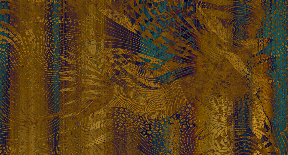 Gold Flowing Abstract Mosaic Wall Mural M2604