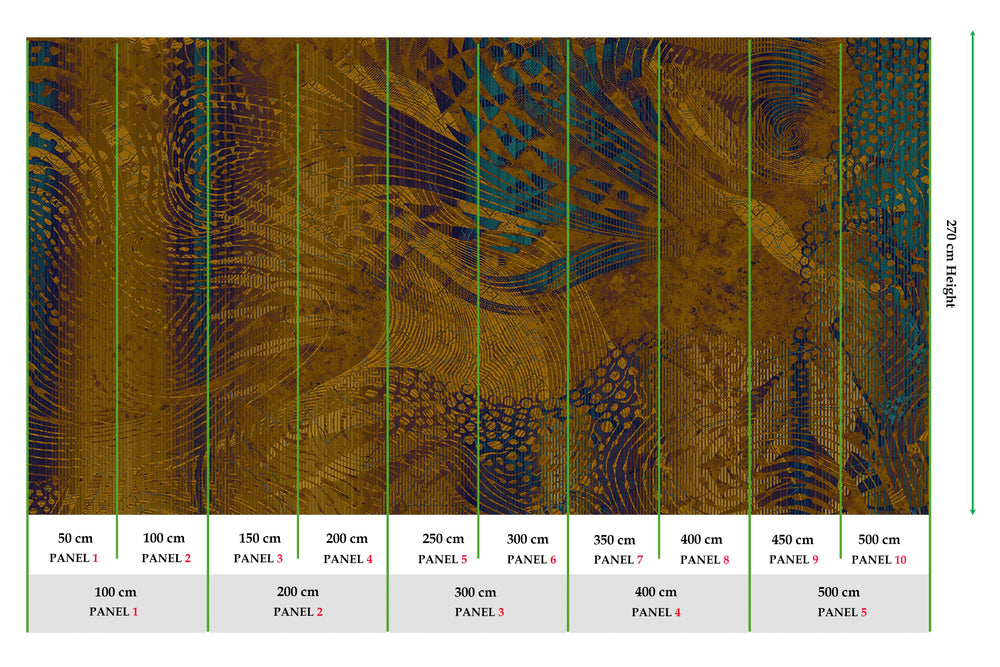 Gold Flowing Abstract Mosaic Wall Mural M2604