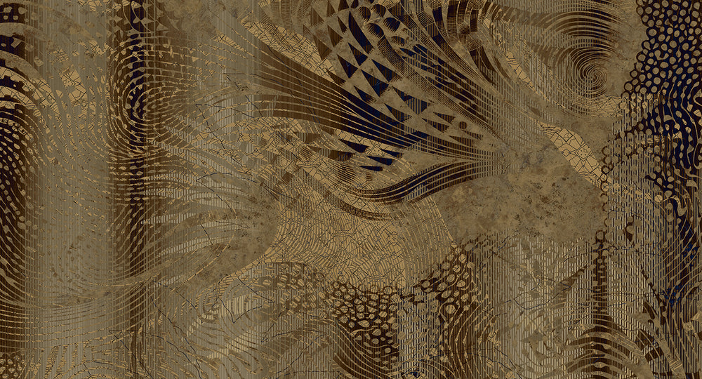 Brown Flowing Abstract Mosaic Mural Wallpaper M2605 - Sample