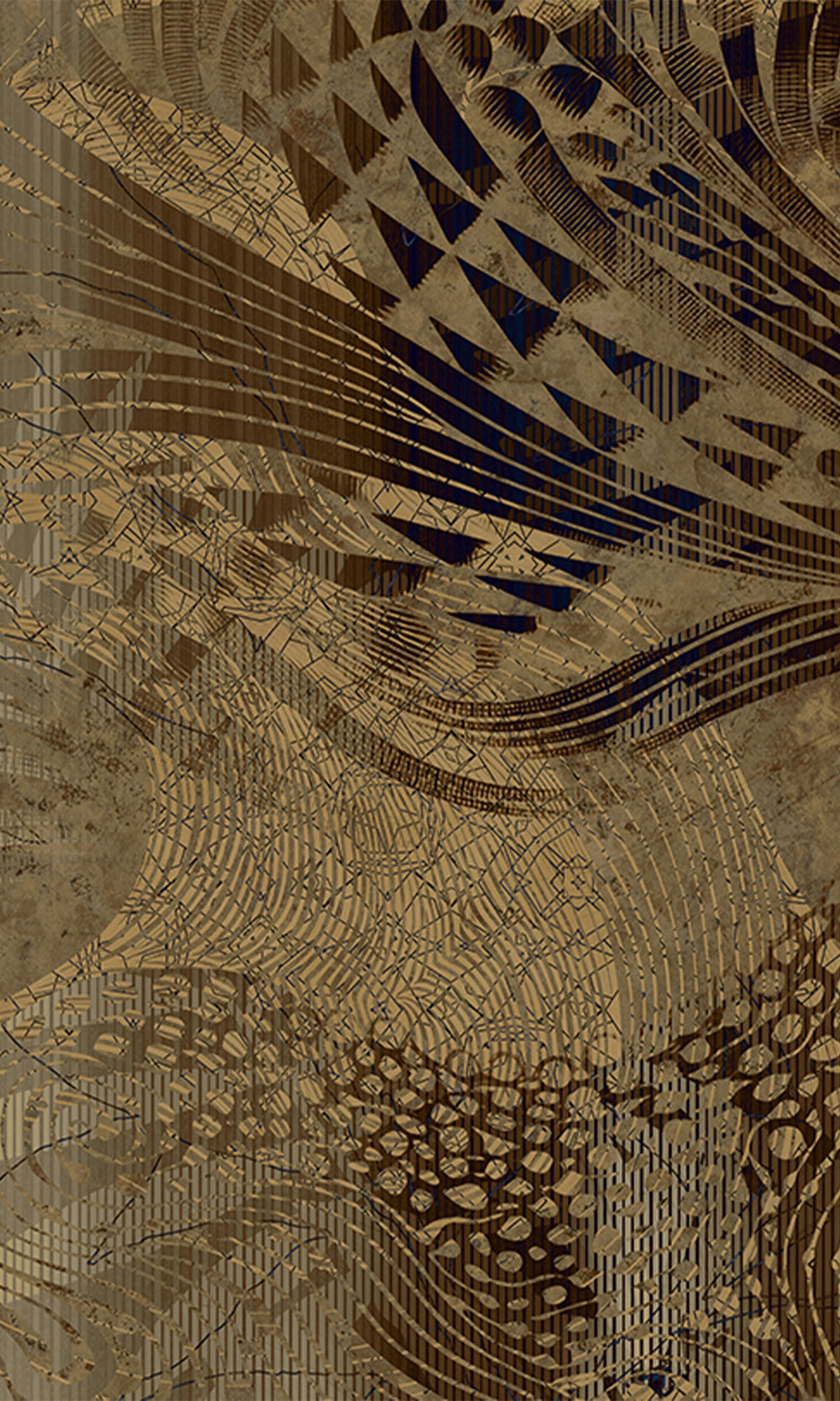 Brown Flowing Abstract Mosaic Mural Wallpaper M2605 - Sample