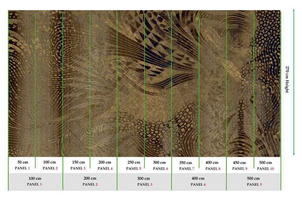 Brown Flowing Abstract Mosaic Mural Wallpaper M2605 - Sample