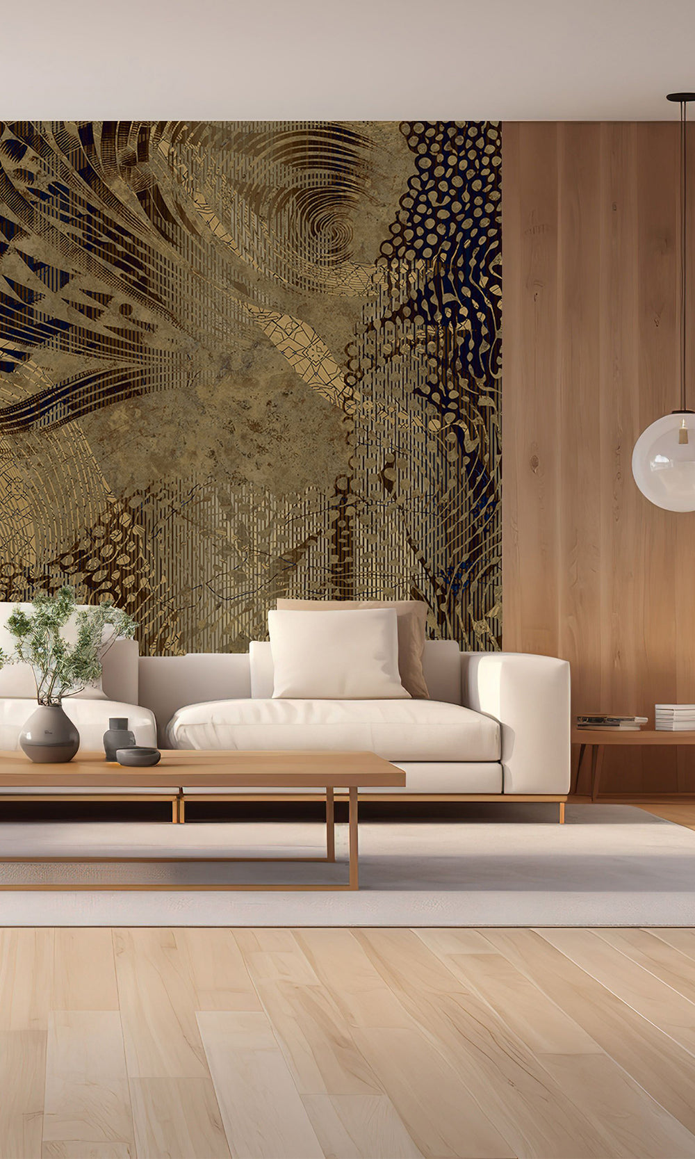 Brown Flowing Abstract Mosaic Mural Wallpaper M2605 - Sample