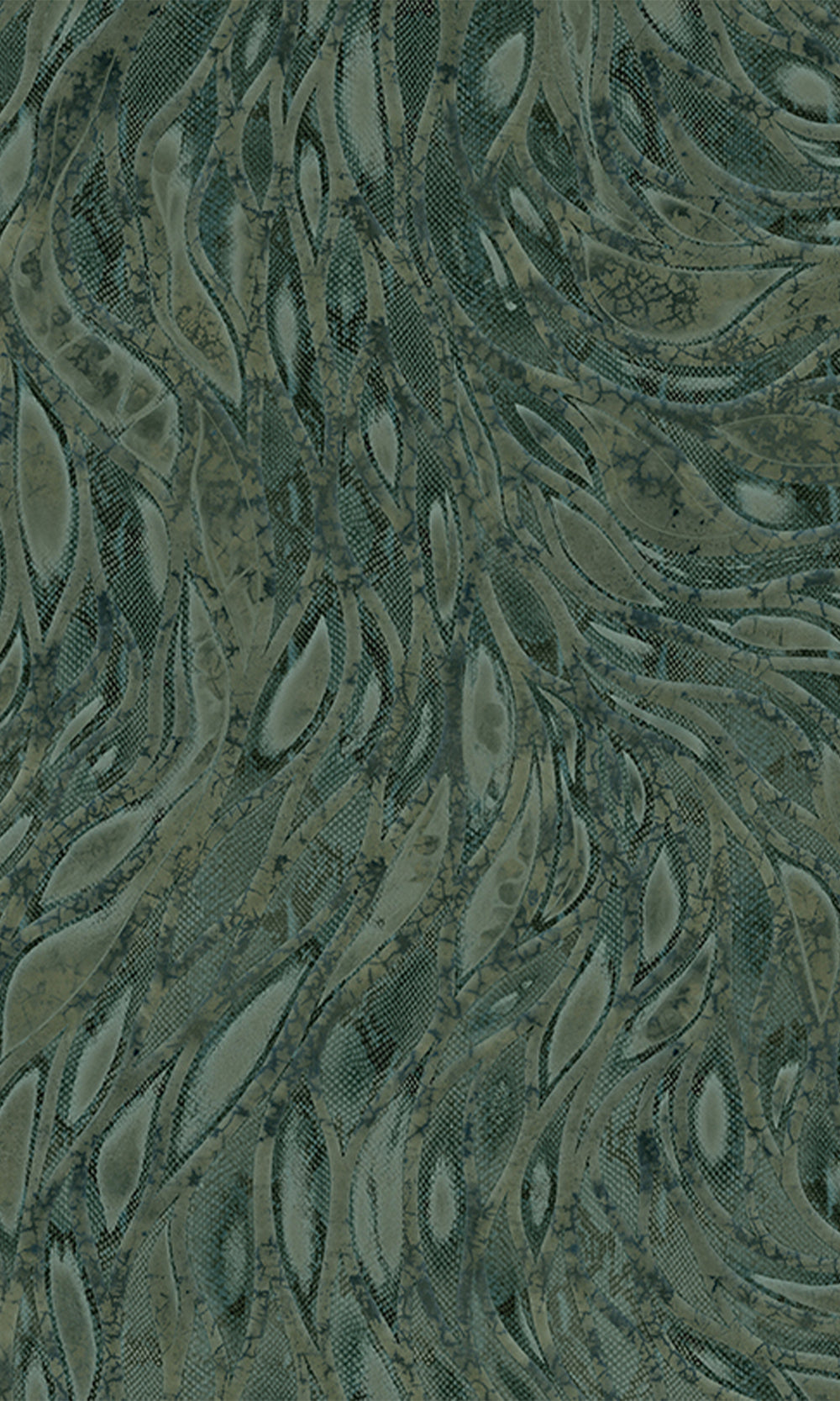 Navy Green Cascading Faux Snakeskin Mural Wallpaper M2607 - Sample