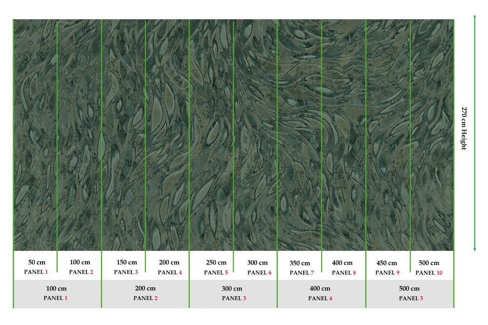 Navy Green Cascading Faux Snakeskin Mural Wallpaper M2607 - Sample