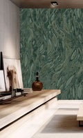 Navy Green Cascading Faux Snakeskin Mural Wallpaper M2607 - Sample