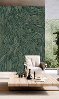 Navy Green Cascading Faux Snakeskin Mural Wallpaper M2607 - Sample