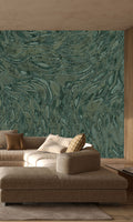 Navy Green Cascading Faux Snakeskin Mural Wallpaper M2607 - Sample
