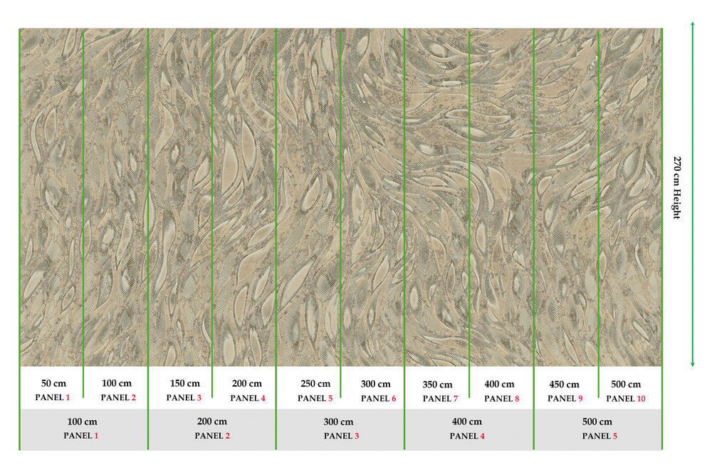 Beige Cascading Faux Snakeskin Mural Wallpaper M2608 - Sample