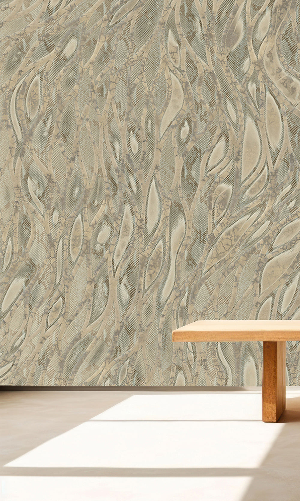 Beige Cascading Faux Snakeskin Mural Wallpaper M2608 - Sample