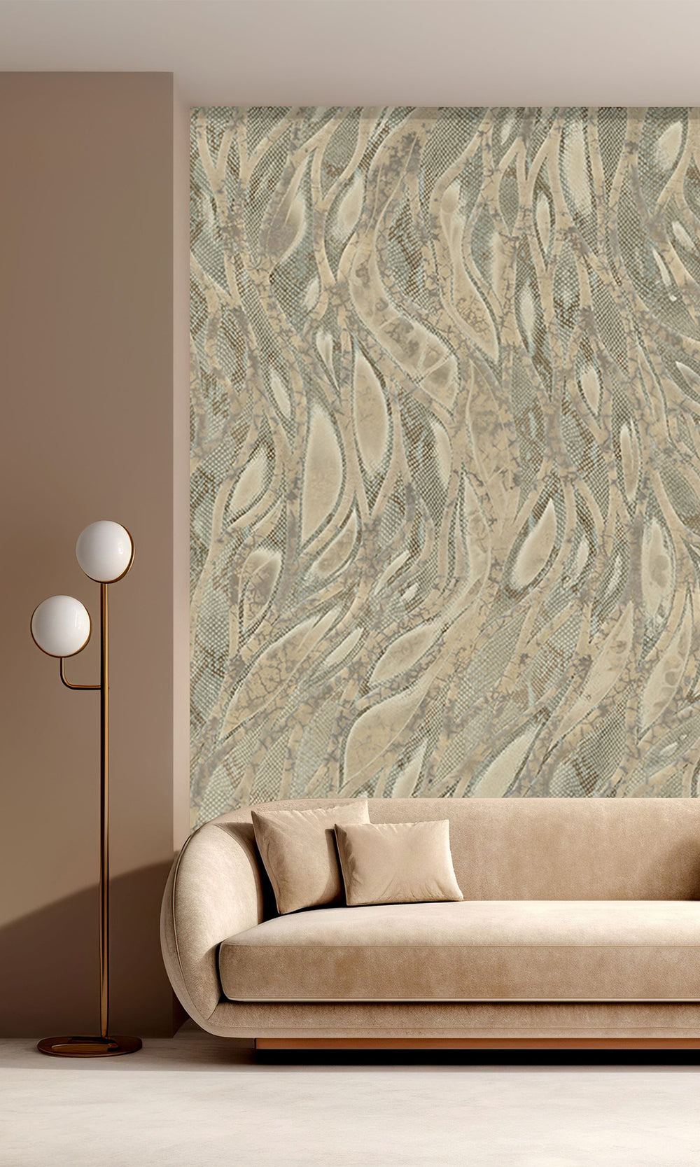 Beige Cascading Faux Snakeskin Mural Wallpaper M2608 - Sample