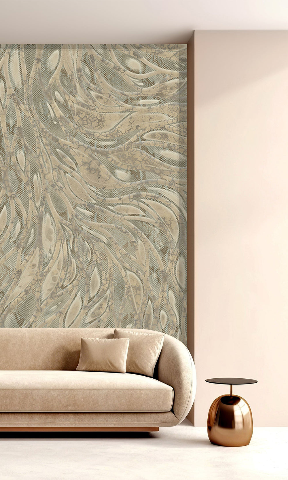 Beige Cascading Faux Snakeskin Mural Wallpaper M2608 - Sample