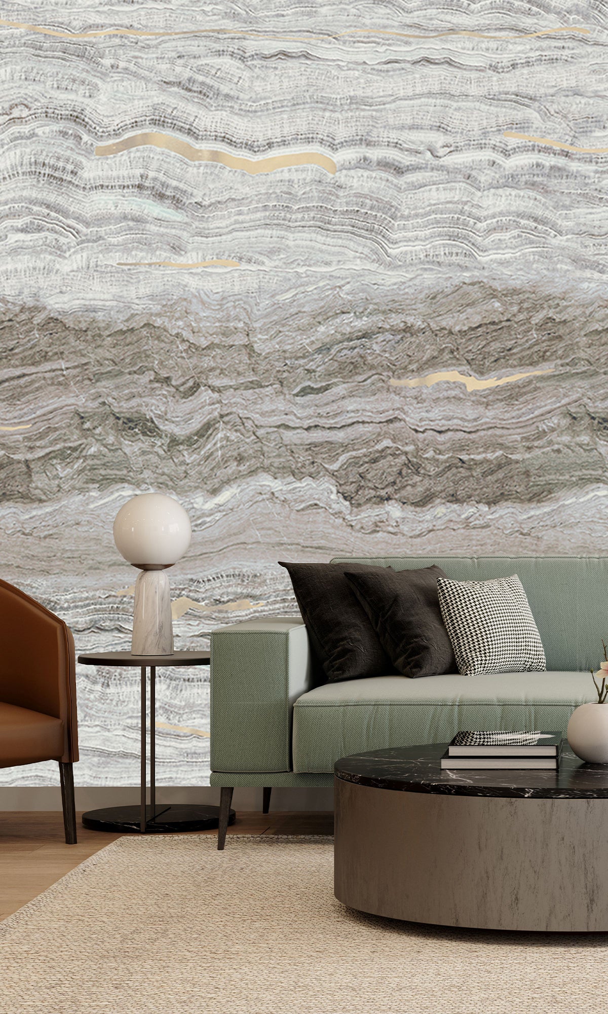 Ash Brown Clouds of Jupiter Mural Wallpaper M2611