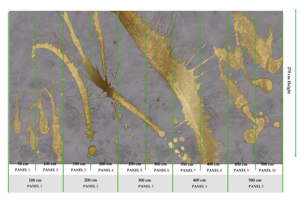 Ash Blue Gold Abstract Paint Splash Wall Mural M2613