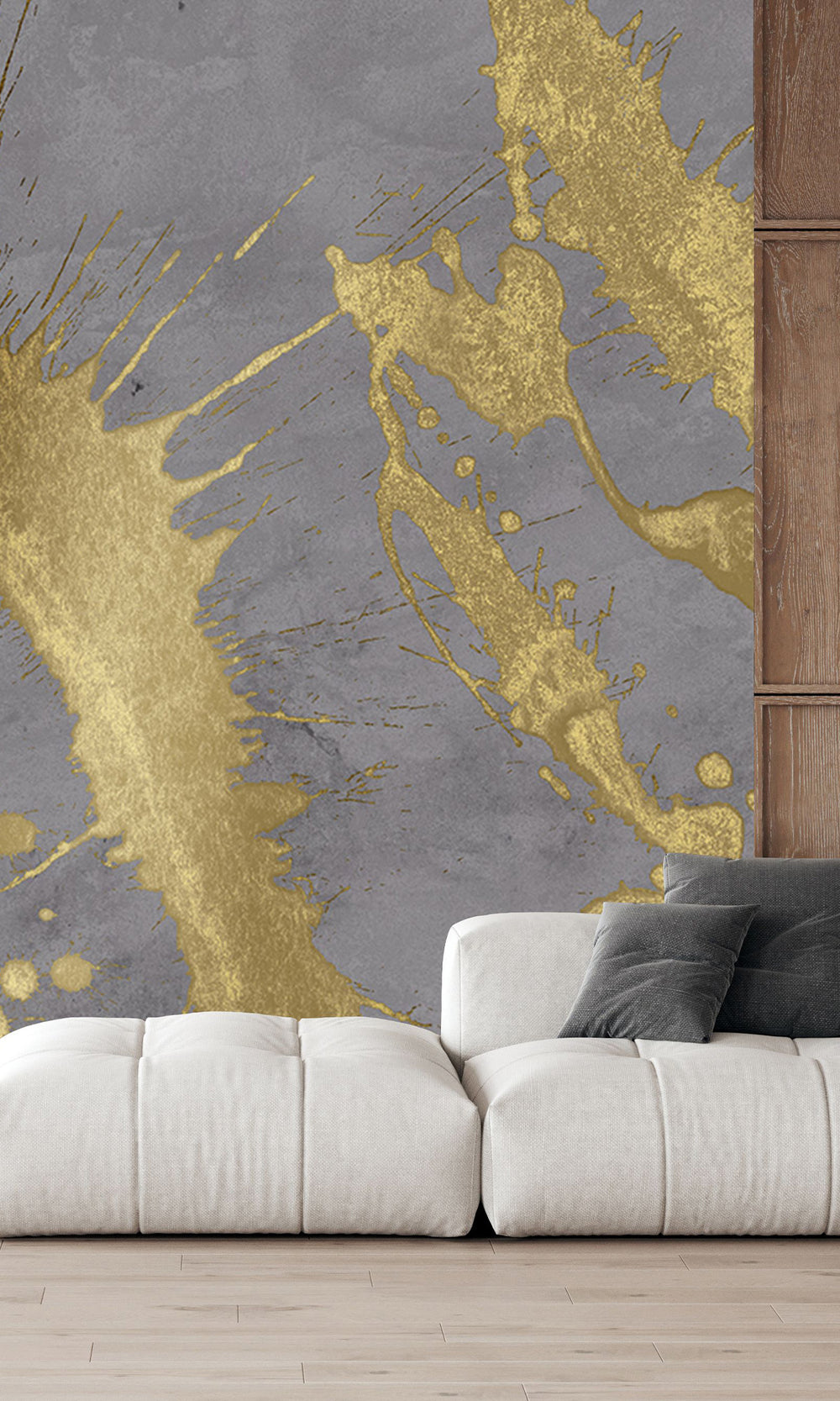 Ash Blue Gold Abstract Paint Splash Wall Mural M2613