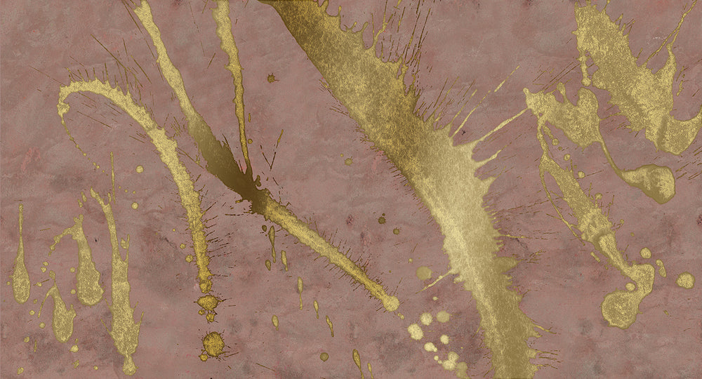Ash Pink Gold Abstract Paint Splash Mural Wallpaper M2614 - Sample