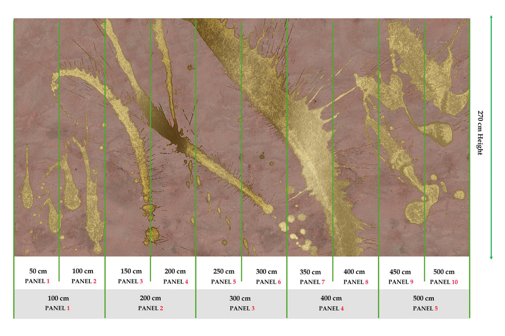 Ash Pink Gold Abstract Paint Splash Mural Wallpaper M2614 - Sample