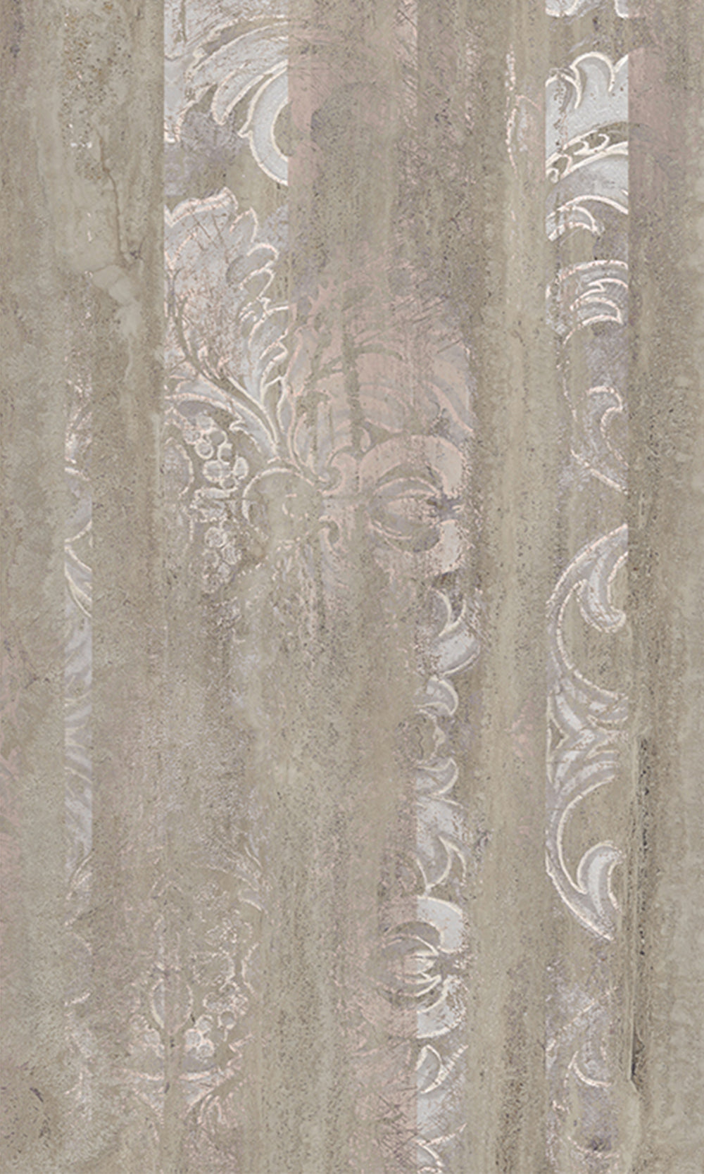 Khaki Floral Wood Pane Curtain Mural Wallpaper M2618 - Sample