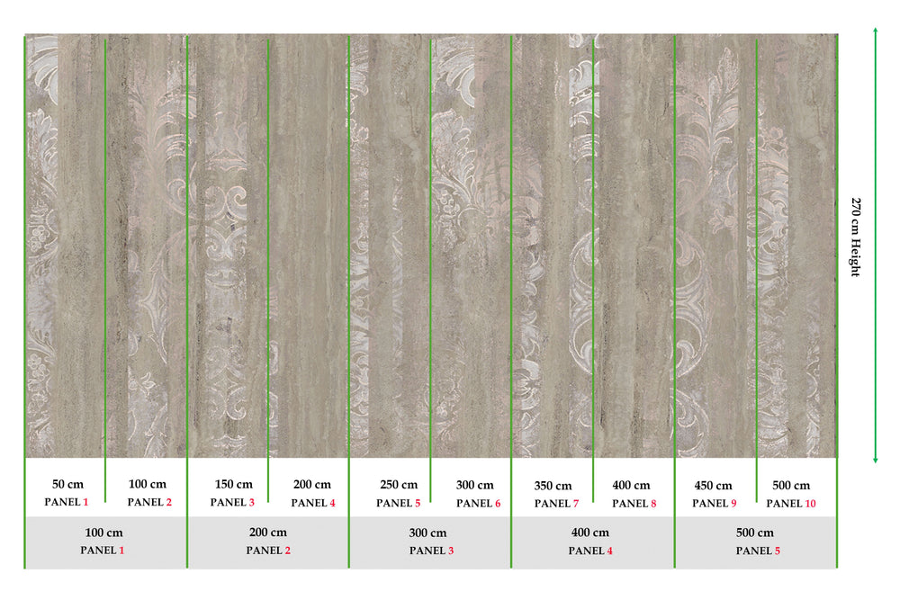 Khaki Floral Wood Pane Curtain Mural Wallpaper M2618 - Sample