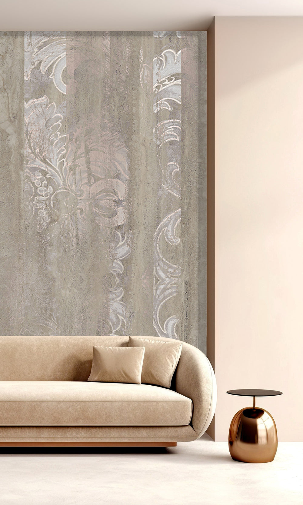 Khaki Floral Wood Pane Curtain Mural Wallpaper M2618 - Sample