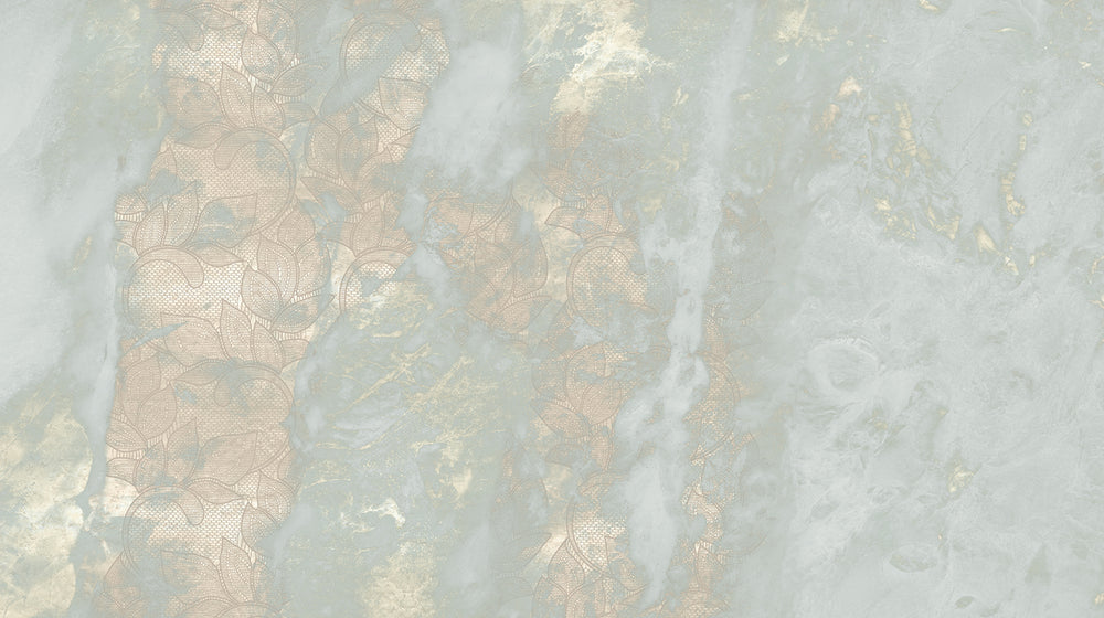 Pastel Aqua Marbled Floral Abstract Wall Mural M2625