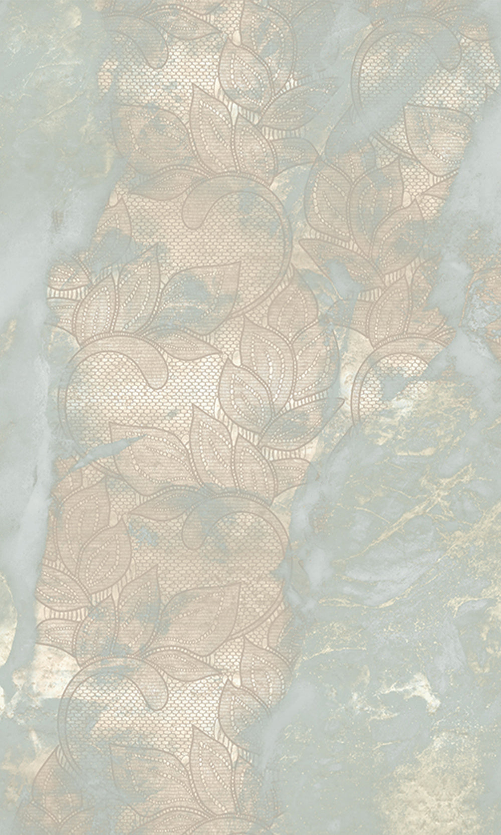Pastel Aqua Marbled Floral Abstract Wall Mural M2625