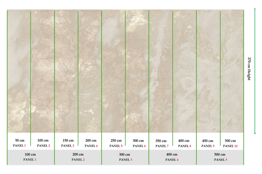 Pastel Beige Marbled Floral Abstract Wall Mural M2626