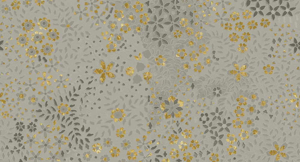 Light Grey Embossed Floral Mural Wallpaper M2627 - Sample