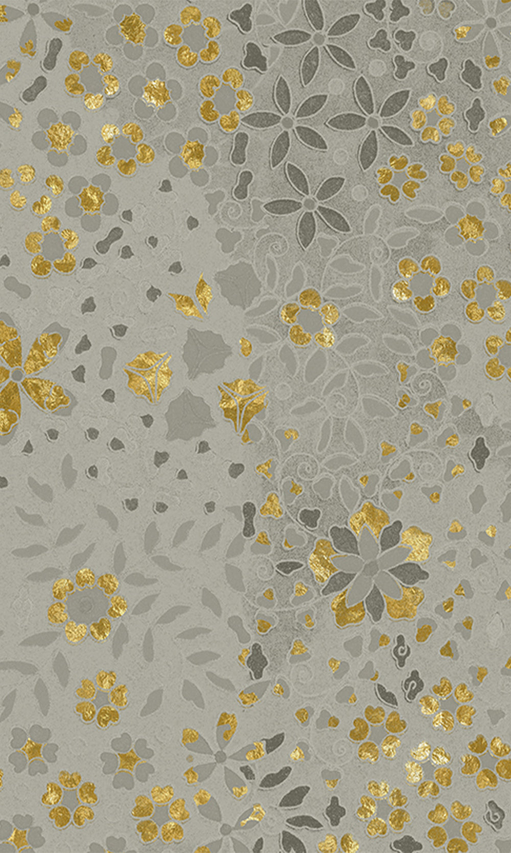 Light Grey Embossed Floral Mural Wallpaper M2627 - Sample